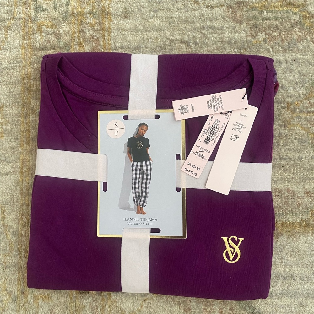 Victoria's Secret Purple Flannel Tee Pajama